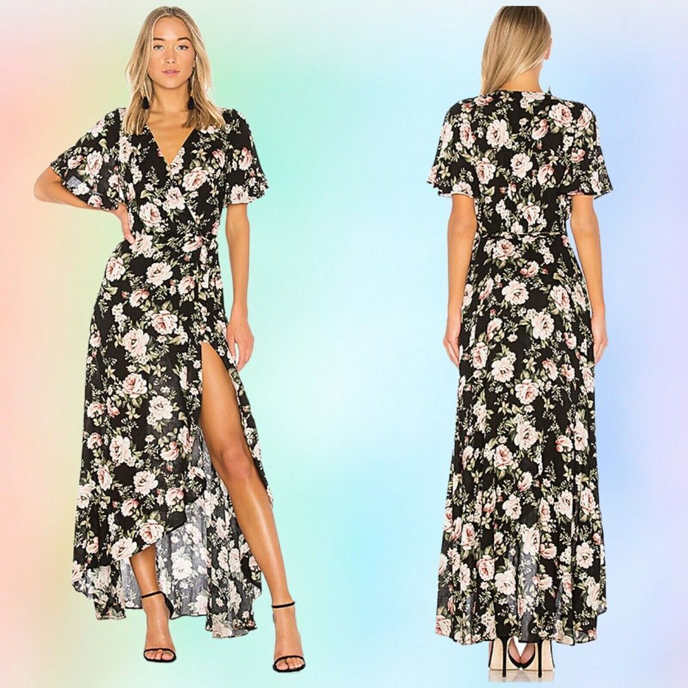 NWT Show me your‎ mumu dress Marianne Wrap Dress in Courtney Loves Roses Cloud S